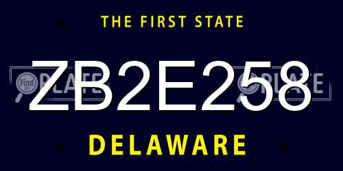 ZB2E258 Delaware License Plate