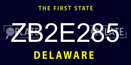 ZB2E285 Delaware License Plate