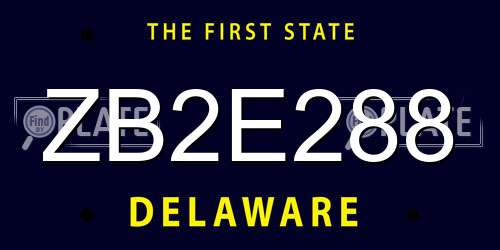 ZB2E288 Delaware License Plate