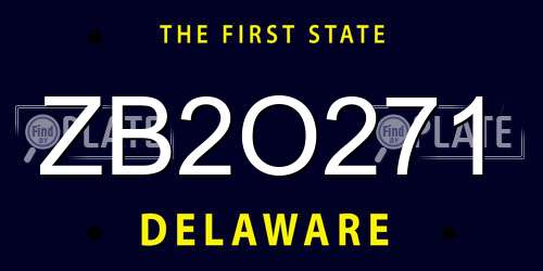 ZB2O271 Delaware License Plate