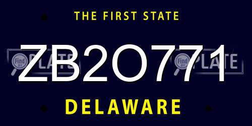 ZB2O771 Delaware License Plate