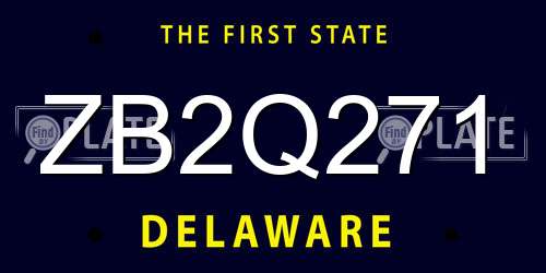 ZB2Q271 Delaware License Plate