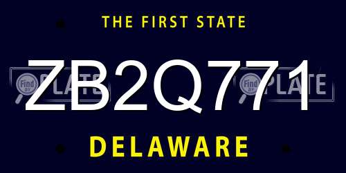 ZB2Q771 Delaware License Plate