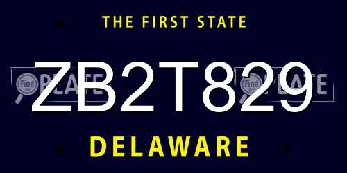 ZB2T829 Delaware License Plate