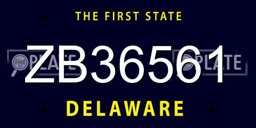 ZB36561 Delaware License Plate