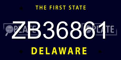 ZB36861 Delaware License Plate