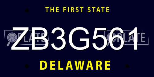 ZB3G561 Delaware License Plate