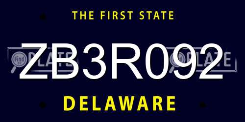 ZB3R092 Delaware License Plate