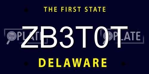 ZB3T0T Delaware License Plate