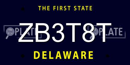 ZB3T8T Delaware License Plate