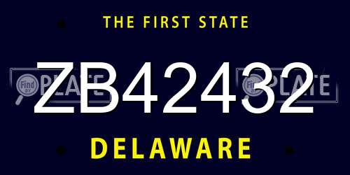 ZB42432 Delaware License Plate