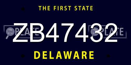ZB47432 Delaware License Plate