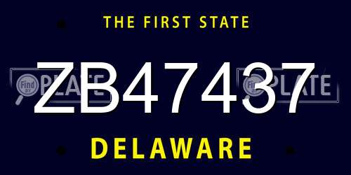 ZB47437 Delaware License Plate