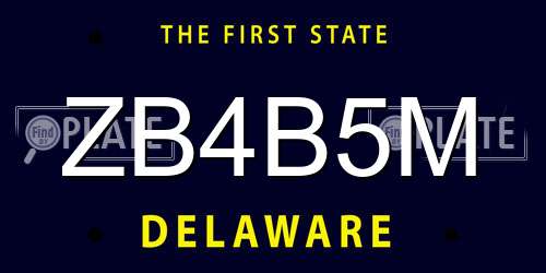 ZB4B5M Delaware License Plate