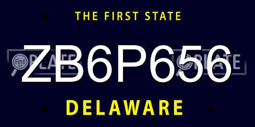 ZB6P656 Delaware License Plate