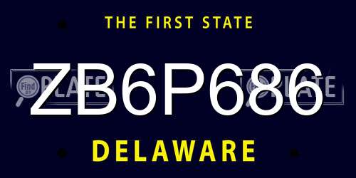 ZB6P686 Delaware License Plate