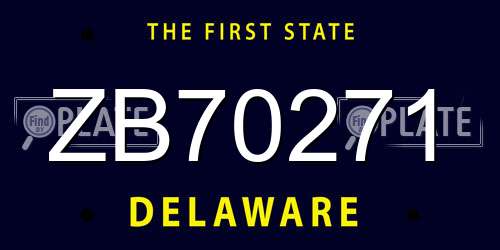 ZB70271 Delaware License Plate