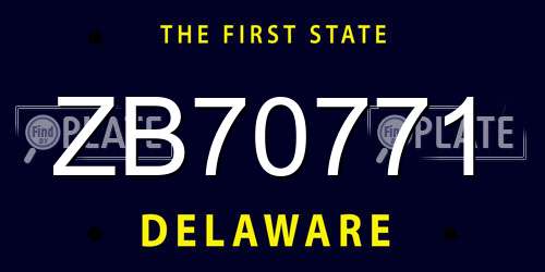 ZB70771 Delaware License Plate