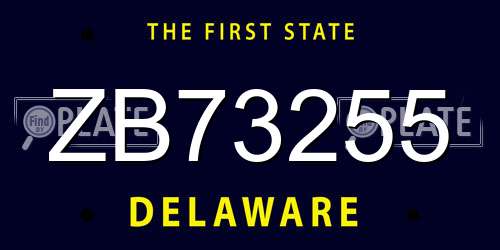 ZB73255 Delaware License Plate