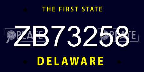 ZB73258 Delaware License Plate