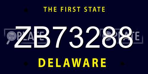 ZB73288 Delaware License Plate