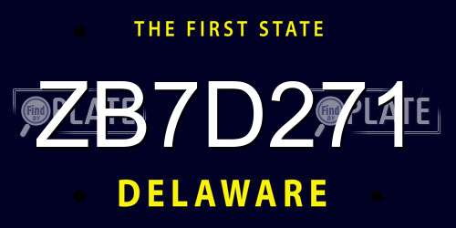ZB7D271 Delaware License Plate