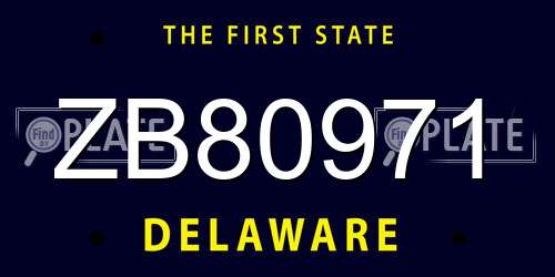 ZB80971 Delaware License Plate