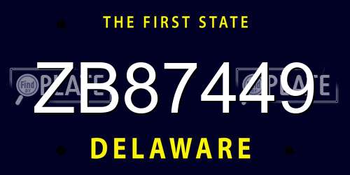 ZB87449 Delaware License Plate