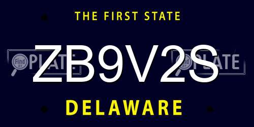 ZB9V2S Delaware License Plate