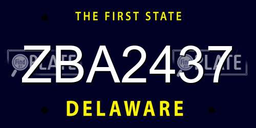 ZBA2437 Delaware License Plate