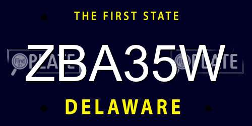 ZBA35W Delaware License Plate