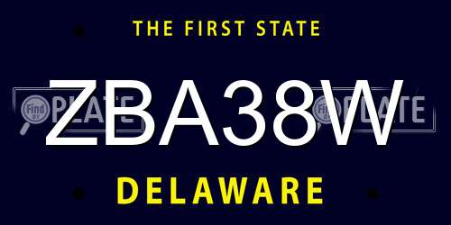 ZBA38W Delaware License Plate