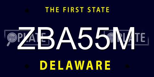 ZBA55M Delaware License Plate