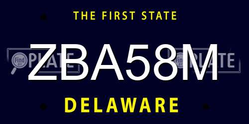 ZBA58M Delaware License Plate