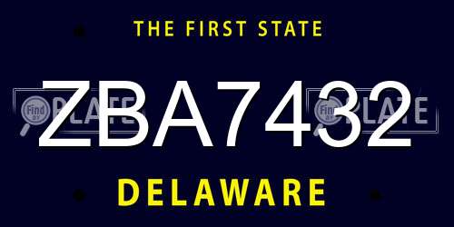 ZBA7432 Delaware License Plate