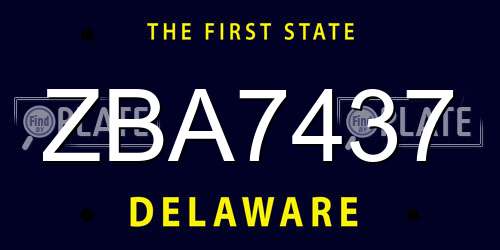 ZBA7437 Delaware License Plate