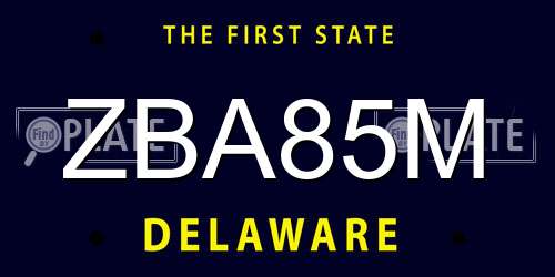 ZBA85M Delaware License Plate
