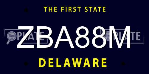 ZBA88M Delaware License Plate