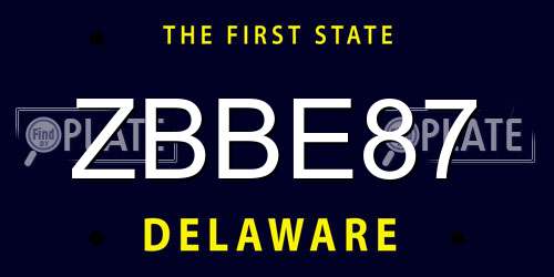 ZBBE87 Delaware License Plate
