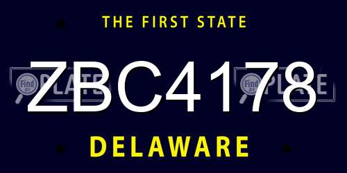 ZBC4178 Delaware License Plate