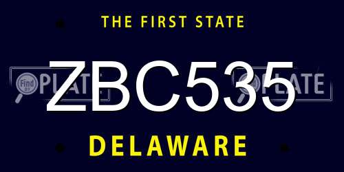 ZBC535 Delaware License Plate