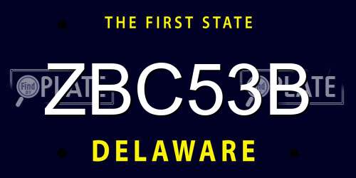 ZBC53B Delaware License Plate