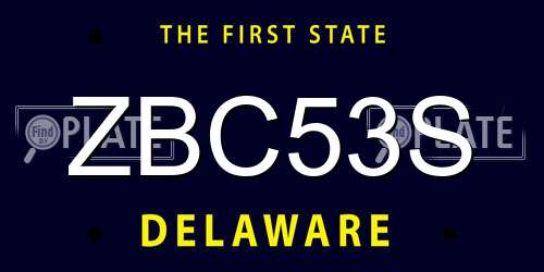 ZBC53S Delaware License Plate