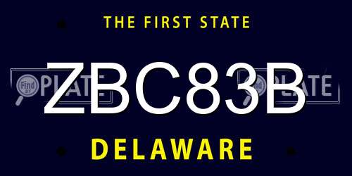 ZBC83B Delaware License Plate