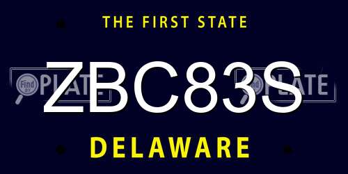 ZBC83S Delaware License Plate