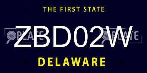 ZBD02W Delaware License Plate