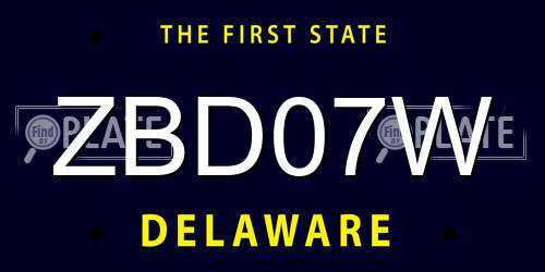 ZBD07W Delaware License Plate