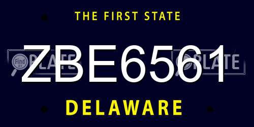 ZBE6561 Delaware License Plate