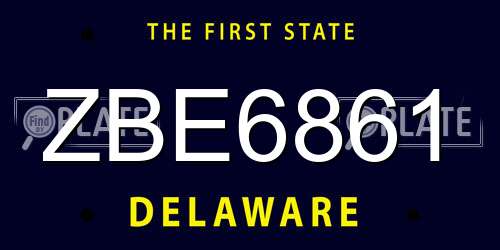 ZBE6861 Delaware License Plate