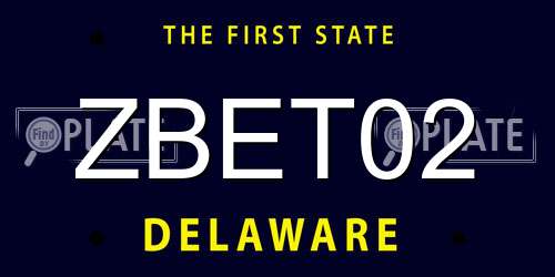 ZBET02 Delaware License Plate